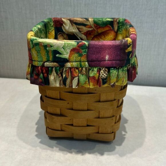 Longaberger Handwoven Basket 1996 Vegetable Cloth Liner Fall Tissue Spoon Rectan - Picture 5 of 9